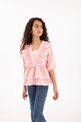 ست بالاتنه و پائین تنه صورتی بچه گانه جین Hilal Akıncı Kids - کد 683062930