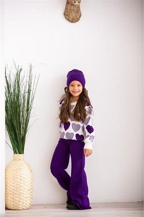 ست بالاتنه و پائین تنه بنفش بچه گانه اکریلیک Hilal Akıncı Kids - کد 250689254