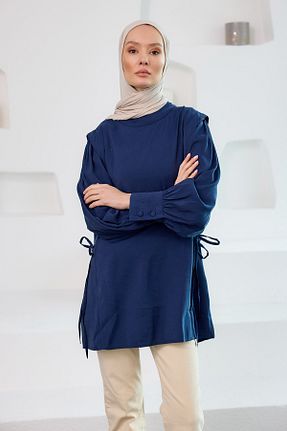 تونیک حجاب سرمه ای زنانه ویسکون LOCCO - کد 902933543