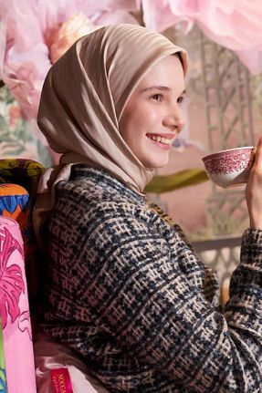 روسری بژ پلی استر Madame Polo - کد 801383972