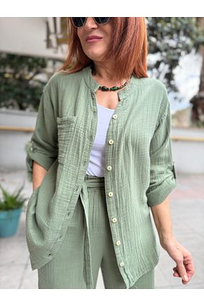 پیراهن سایز بزرگ خاکی زنانه رگولار DenizEge - کد 902349599