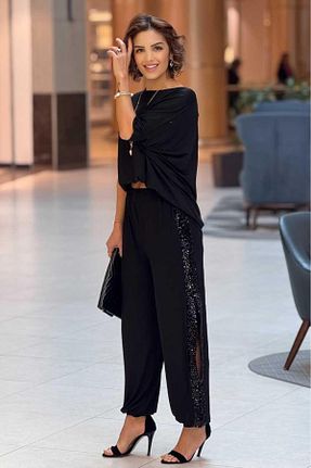 شلوار مشکی زنانه پنبه ای Nevin Kaya Moda - کد 902344689