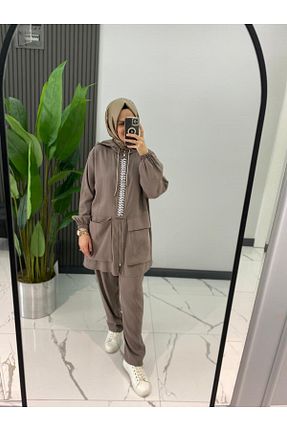ست بالاتنه و پائین تنه حجاب بژ زنانه رگولار SARE BOUTIQUE - کد 902364884