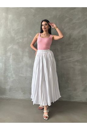 دامن سفید زنانه پنبه پلی استر 128ve980 - کد 902362954