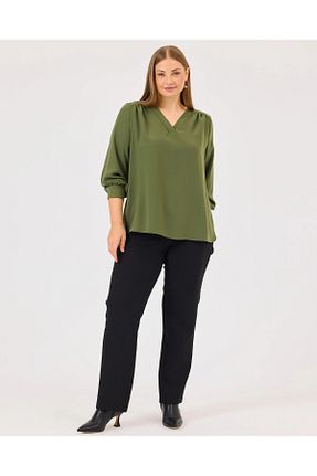 بلوز خاکی زنانه ساده Gala-Xi - کد 878551373