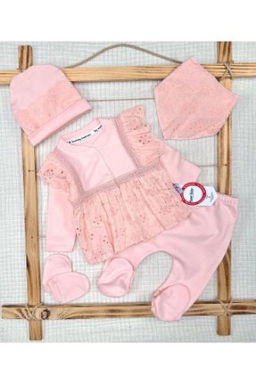 ست نوزادی صورتی بچه گانه پنبه ای Murat Baby - کد 902385696