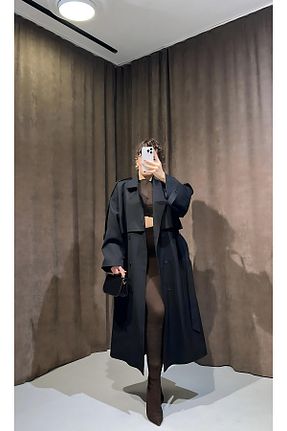 ترنچکت مشکی زنانه ویسکون butikvemoda - کد 904206616