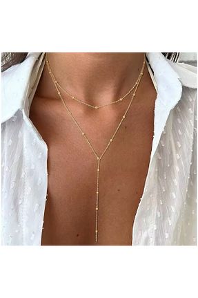 گردنبند جواهر زرد زنانه پوشش لاکی COSİBELLA - کد 902394259