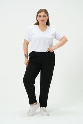 شلوار سایز بزرگ مشکی زنانه ویسکون BUSA - کد 902475929