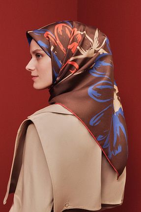 روسری رنگی کرپ ساتن ابریشم Armine - کد 902478943