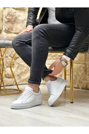 کفش اسنیکر سفید مردانه چرم اصل ByItallanoshoes - کد 902612506
