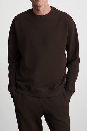 سوئیشرت قهوه ای مردانه ساده ruNadeS - کد 902595001