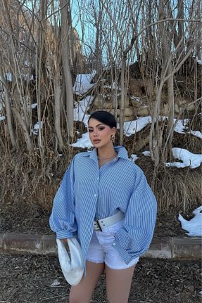 پیراهن آبی زنانه Boyfriend MOZENA - کد 902579444
