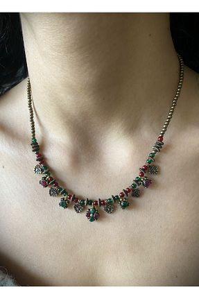 گردنبند جواهر زرشکی زنانه ریخته گری dela otantik - کد 902599027