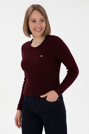 پلیور زرشکی زنانه ساده U.S. Polo Assn. - کد 902669501