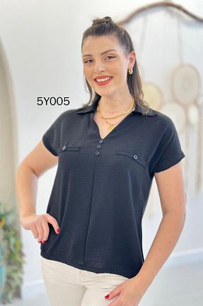 بلوز مشکی زنانه ساده İnce Topuk - کد 902670635