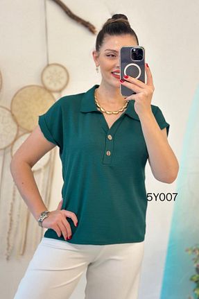بلوز سبز زنانه ساده İnce Topuk - کد 902670755