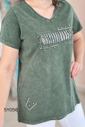 بلوز خاکی زنانه ساده İnce Topuk - کد 902670866