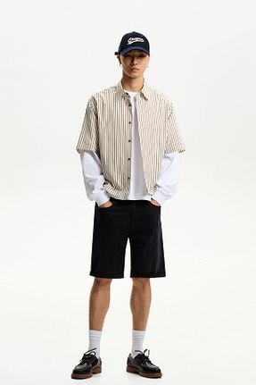 شلوارک و برمودا مشکی مردانه اسلیم Bershka - کد 902675445
