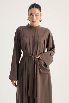 ست بالاتنه و پائین تنه حجاب قهوه ای زنانه اورسایز ZÜLAYS - کد 902676610