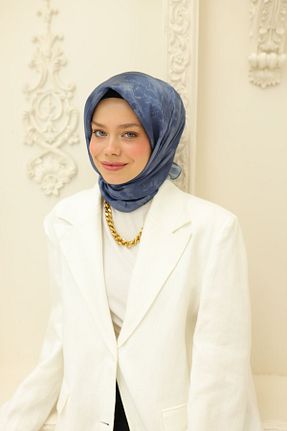 روسری آبی پنبه پلی استر Silk Home - کد 902714336