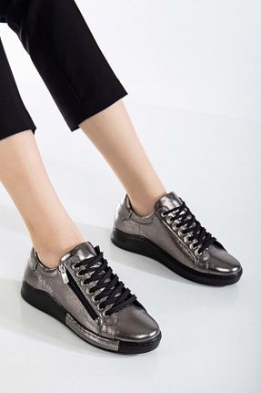 کفش اسنیکر طلائی زنانه چرم اصل ANALİN SHOES - کد 902071973
