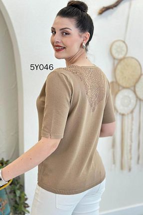 پلیور قهوه ای زنانه Ajurlu İnce Topuk - کد 902710284
