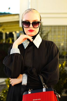 کلاه و ابایا مشکی زنانه بافتنی HARİKA WEAR - کد 841962432