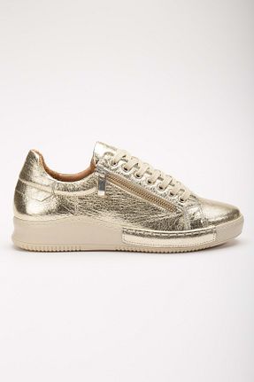 کفش اسنیکر طلائی زنانه چرم اصل ANALİN SHOES - کد 830704407