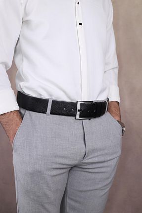 کمربند مشکی مردانه چرم خالص Papuçsepeti - کد 902704678