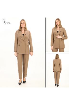 ست بالاتنه و پائین تنه بژ زنانه بافتنی reksastyle - کد 902802305