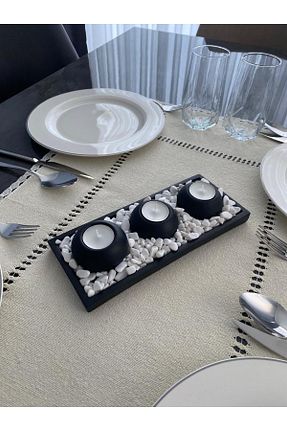 شمعدان و شمع گیر مشکی Taş Tozu MorVilla - کد 796646771