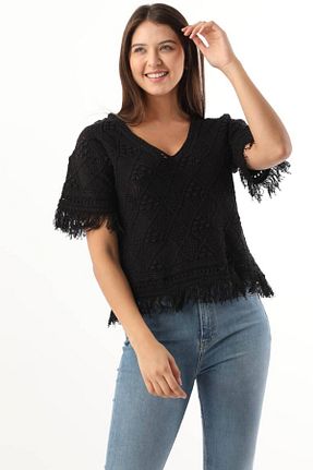بلوز مشکی زنانه ساده MARKAPIA - کد 370423967