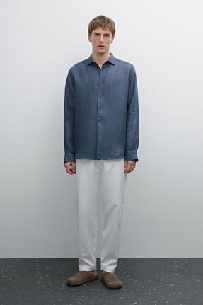 پیراهن آبی مردانه رگولار Massimo Dutti - کد 902748732