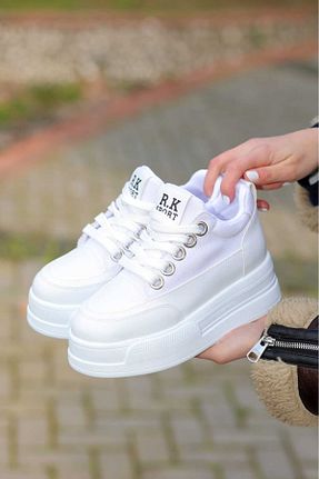 کفش بیرون سفید زنانه چرم مصنوعی LEYDİ SHOES - کد 904047102