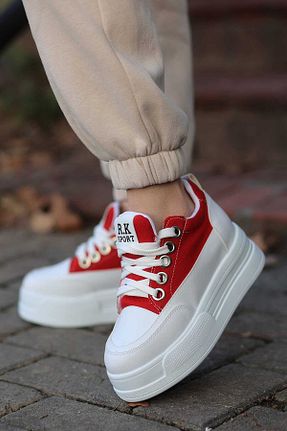 کفش بیرون قرمز زنانه چرم مصنوعی LEYDİ SHOES - کد 902744157