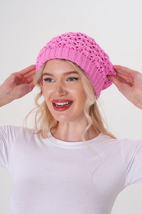 کلاه پشمی صورتی زنانه اکریلیک Ritagarcia - کد 902750839