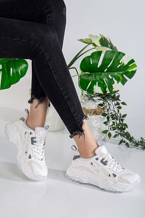 کفش اسنیکر سفید زنانه بند دار ANALİN SHOES - کد 898112776