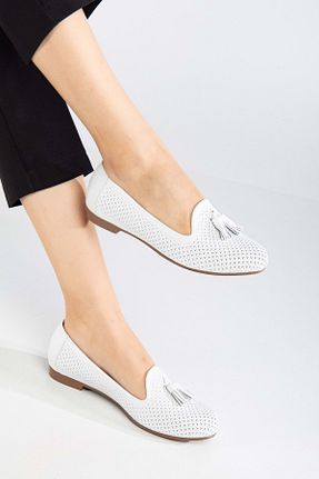 بابت سفید زنانه چرم خالص ANALİN SHOES - کد 900288930
