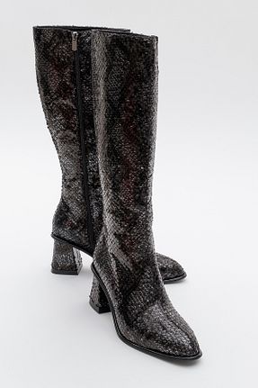 چکمه مشکی زنانه چرم مصنوعی luvishoes - کد 902757225