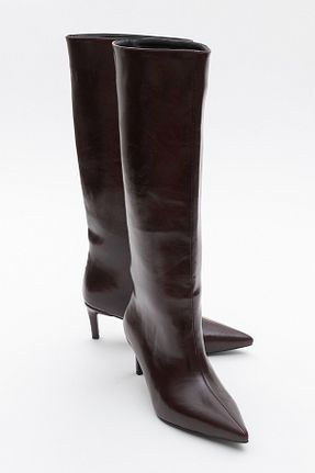چکمه زرشکی زنانه چرم مصنوعی luvishoes - کد 902755485