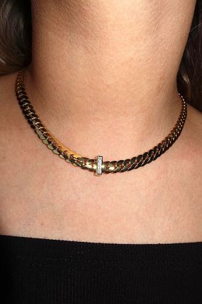 گردنبند استیل ( فولاد ) زرد زنانه استیل (فولاد) Takıştır - کد 902779474