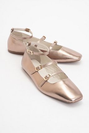 بابت طلائی زنانه چرم خالص luvishoes - کد 902785892