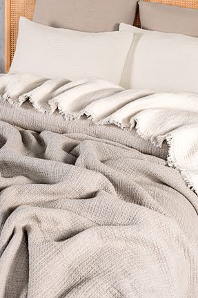 لحاف دونفره قهوه ای 240 x 260 MYLASA HOME - کد 878973097