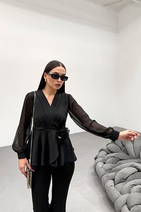 بلوز مشکی زنانه ساده RB CLUB - کد 898220374