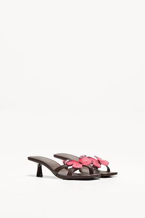 صندل قهوه ای زنانه پاشنه نازک Bershka - کد 902793215