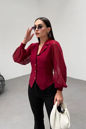 بلوز زرشکی زنانه ساده RB CLUB - کد 898218512