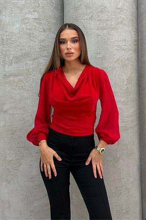 بلوز قرمز زنانه ساده RB CLUB - کد 896632366