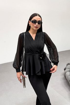 بلوز مشکی زنانه ساده RB CLUB - کد 898220374