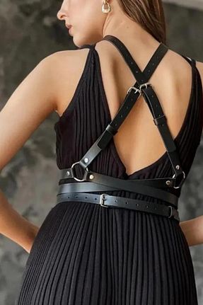 کمربند مشکی زنانه چرم مصنوعی A normal Tekstil - کد 902809467